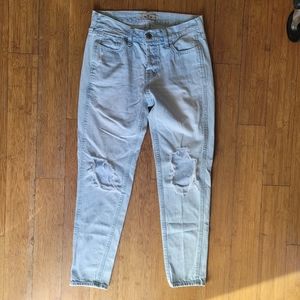 Hollister Light Blue Knee distress button fly jeans size 0  30"x27½"